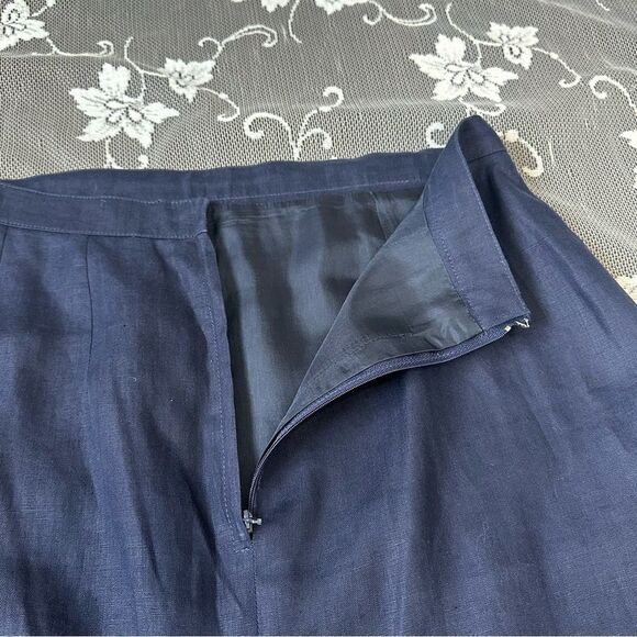 Vintage Guy Laroche Navy flax linen  pencil skirt - Picture 4 of 12